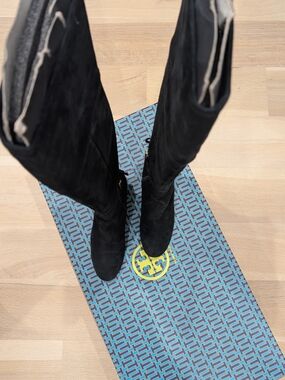 Tory Burch Black Suede Over-the-Knee Booties
